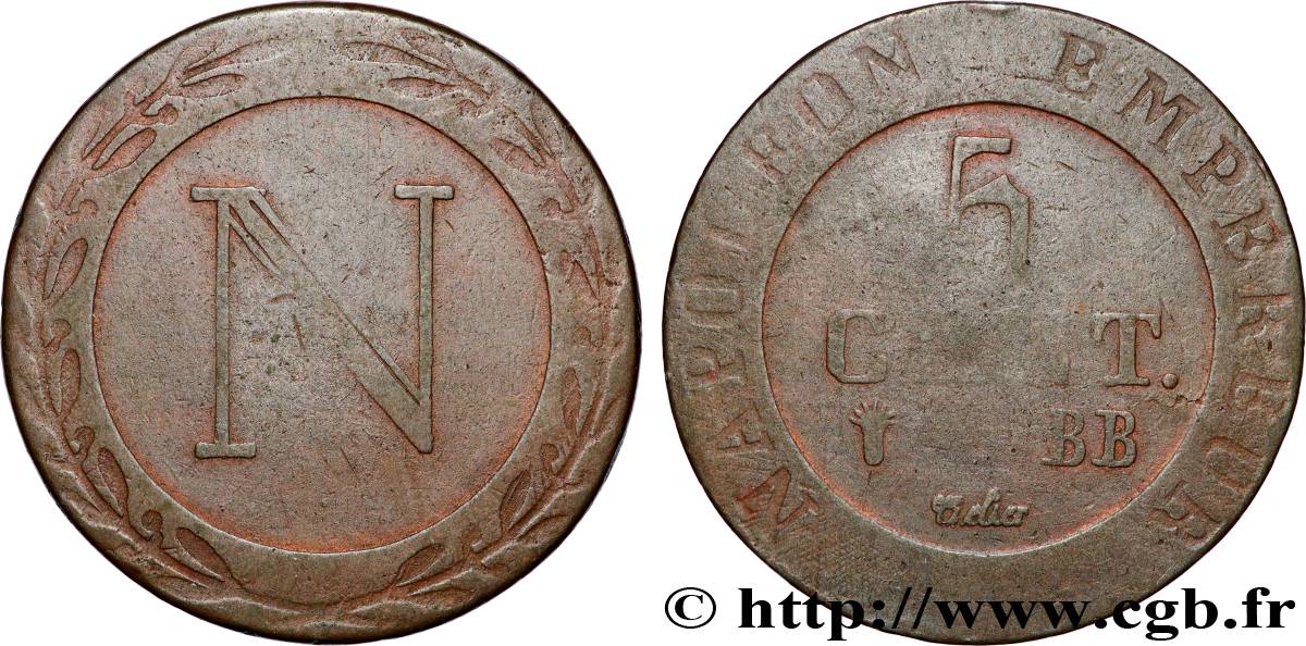 ALLEMAGNE - ROYAUME DE WESTPHALIE - JÉRÔME NAPOLÉON 5 cent. 1808 Strasbourg TB 