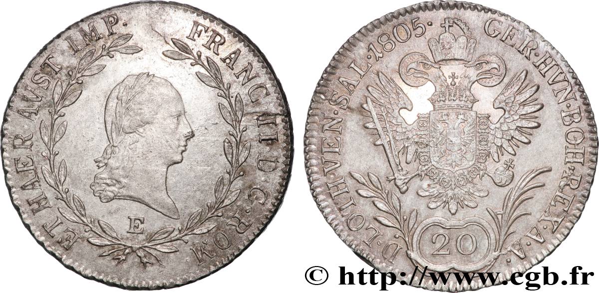 ÖSTERREICH 20 Kreuzer François II 1805 Karlsburg VZ 