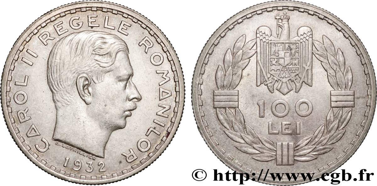 ROMANIA 100 Lei Charles II 1932  AU 