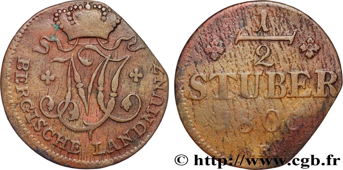 ALLEMAGNE - BERG 1/2 Stuber monogramme de Maximilien Joseph Duc de Berg 1803 Düsseldorf TB 