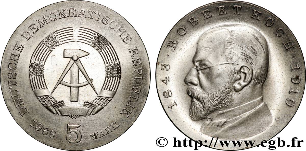 GERMAN DEMOCRATIC REPUBLIC 5 Mark Robert Koch 1968 Berlin AU 