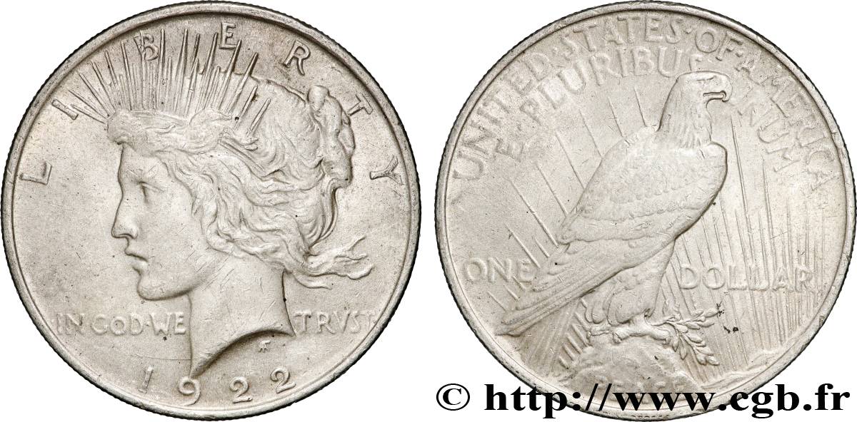 ÉTATS-UNIS D AMÉRIQUE 1 Dollar Peace 1922 Philadelphie TTB 