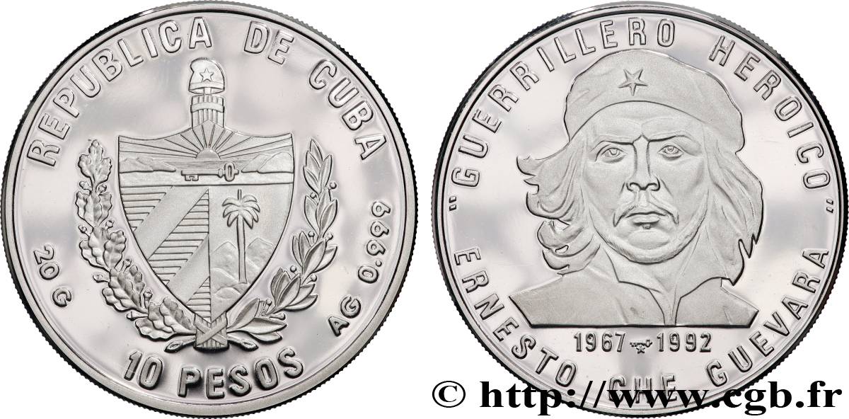 CUBA 10 Pesos Proof CHE GUEVARA 1992  Proof set 