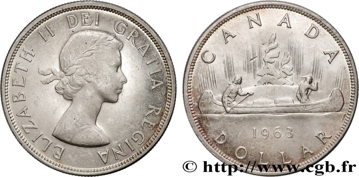 CANADA 1 Dollar Canoë avec indien 1963  TTB+ 