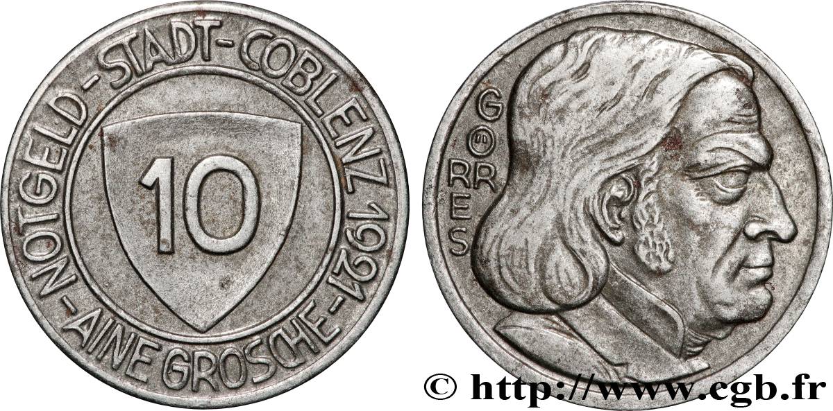 DEUTSCHLAND - Notgeld 10 Pfennig Coblence (Coblenz) 1921  SS 