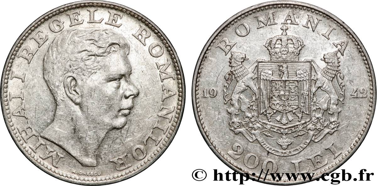 ROMANIA 200 Lei Michel Ier 1942  XF 
