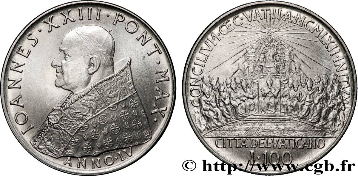 VATICAN AND PAPAL STATES 100 Lire Jean XXIII an IV / second concile oecuménique 1962 Rome MS 