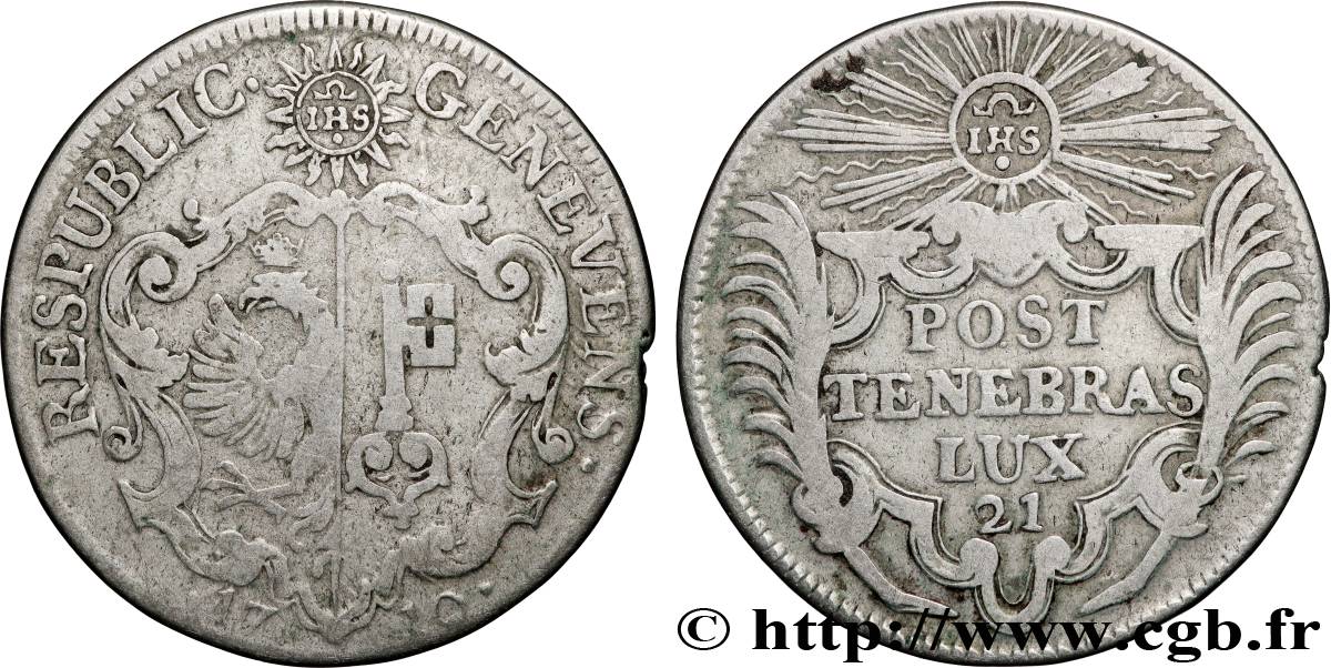 SWITZERLAND - REPUBLIC OF GENEVA 21 Sols - République de Genève 1710  VF 