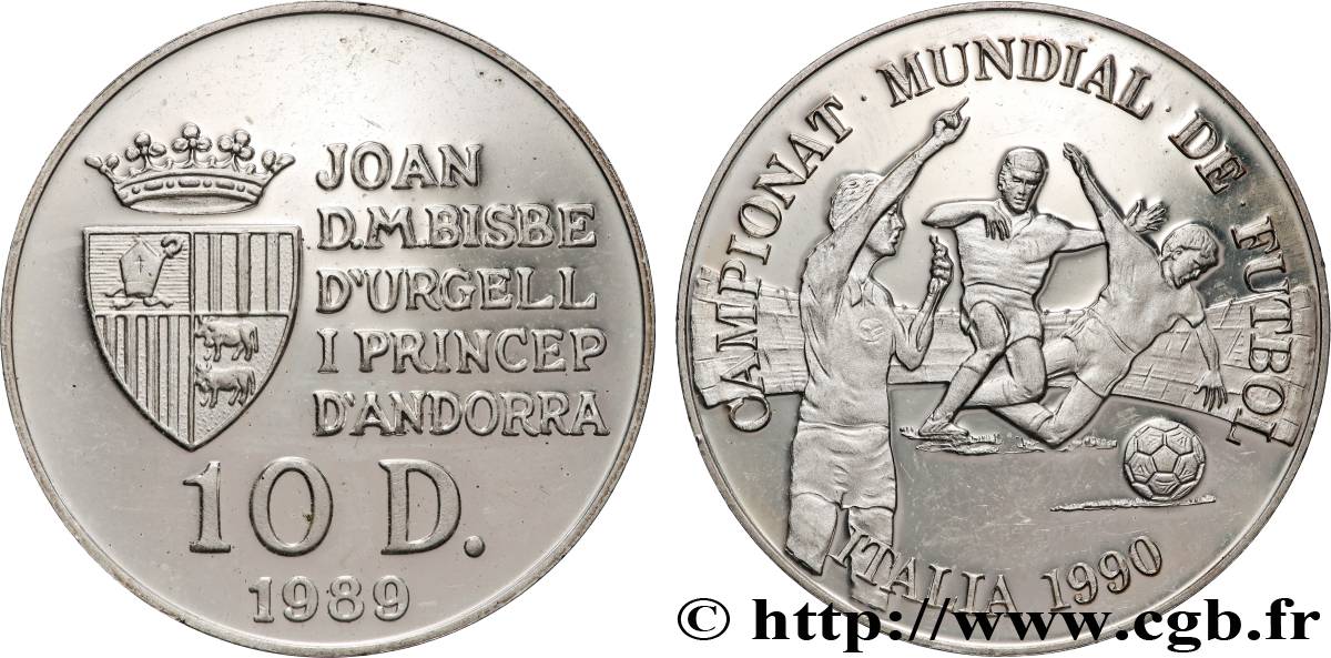 ANDORRE (PRINCIPAUTÉ) 10 Diners Proof Coupe du Monde 1990 1989  SPL 