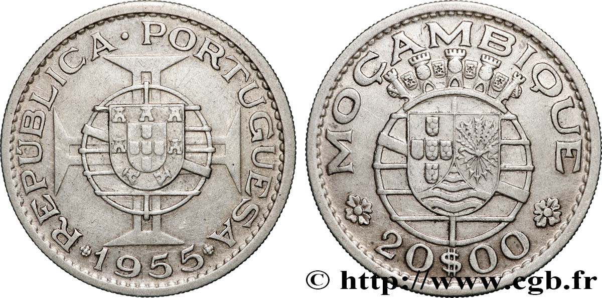 MOZAMBICO 20 Escudos colonie portugaise du Mozambique 1955  q.SPL 