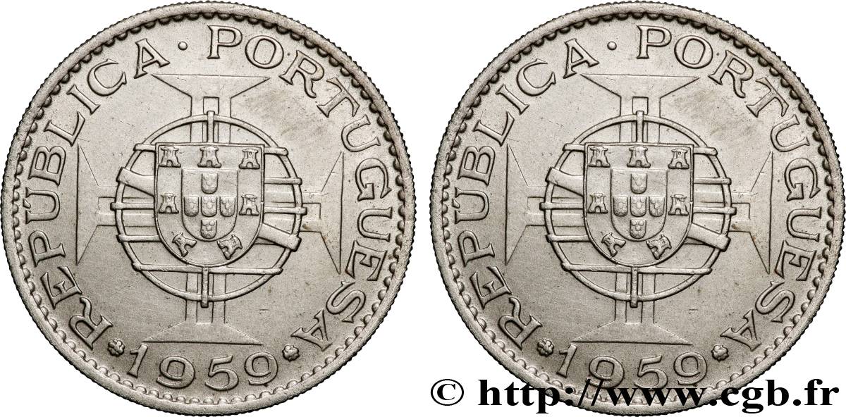 PORTUGIESISCH-INDIEN 6 Escudos emblème du Portugal / emblème de l’État portugais de l Inde 1959  VZ 