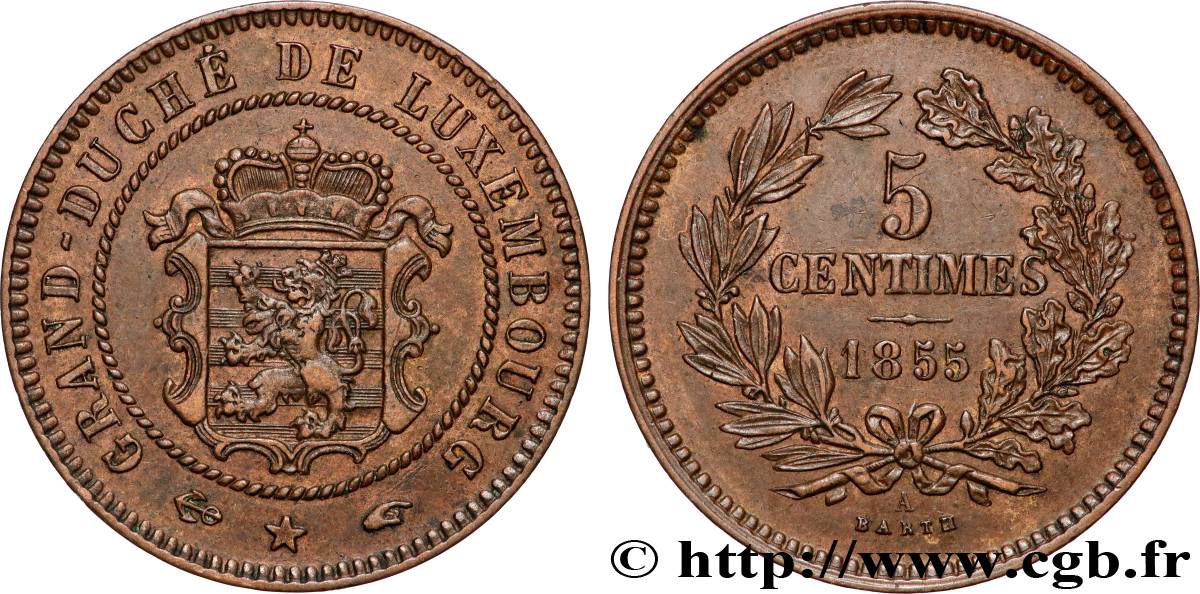 LUXEMBOURG 5 Centimes 1855 Paris  SUP 