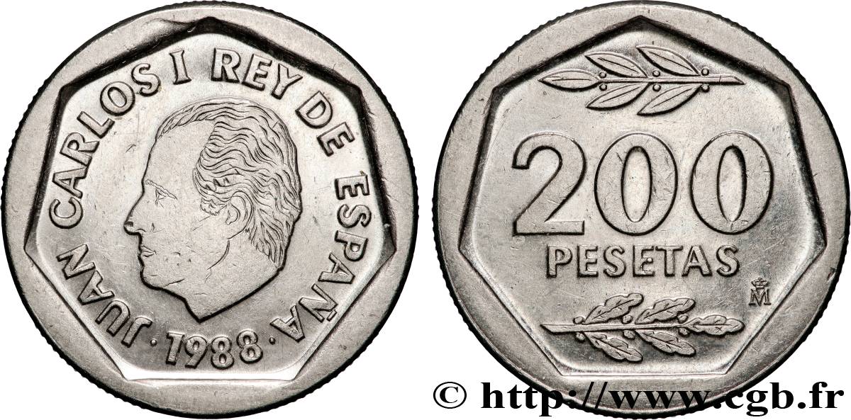 SPAIN 200 Pesetas Juan Carlos Ier 1988 Madrid AU 