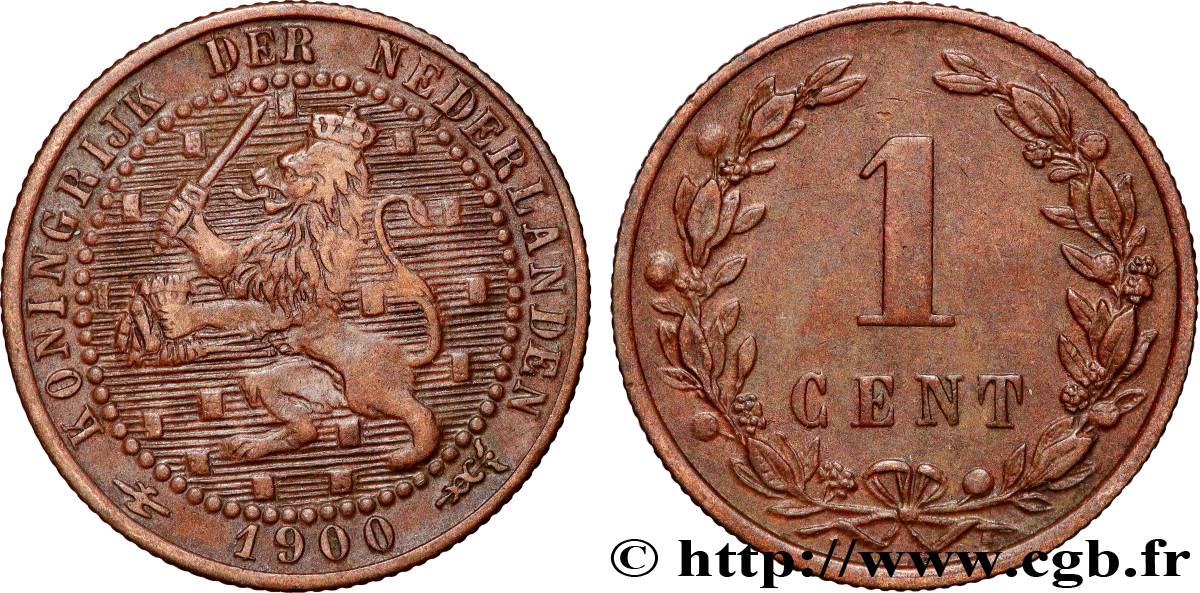 NIEDERLANDE 1 Cent lion couronné 1900 Utrecht fVZ 