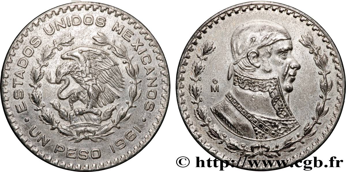 MESSICO 1 Peso Jose Morelos y Pavon 1961 Mexico BB 