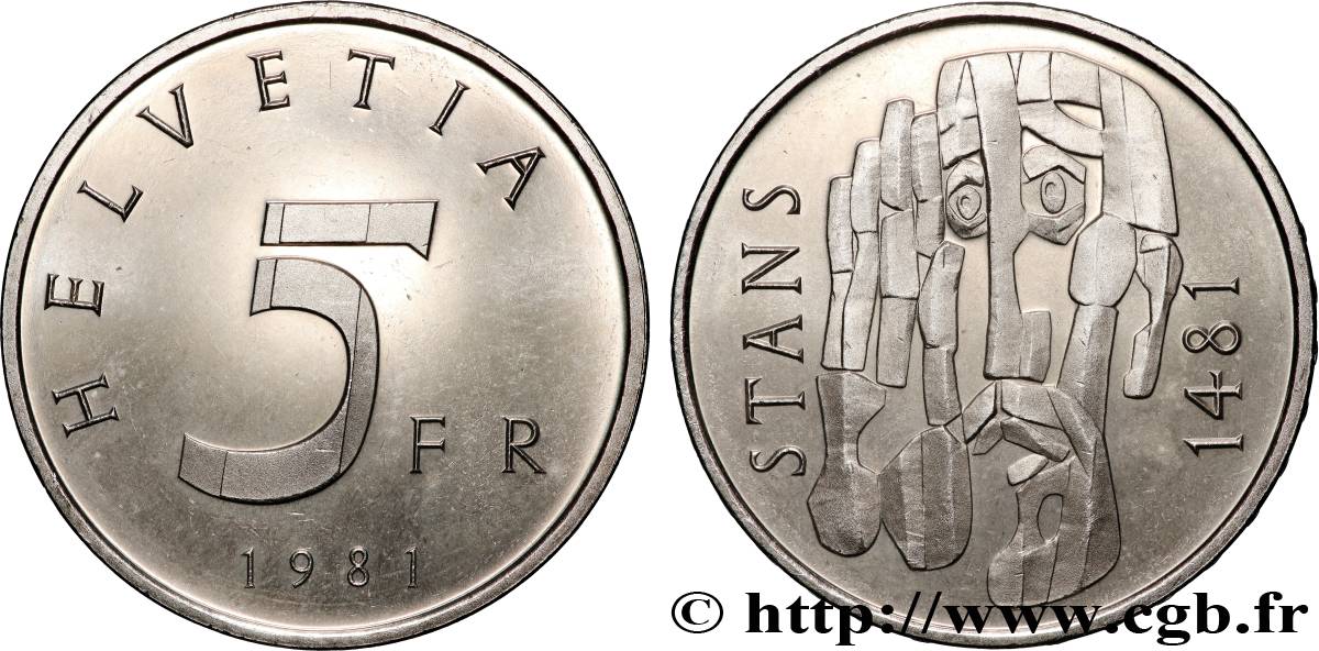 SWITZERLAND 5 Francs 500e anniversaire du convenant de Stans 1481 1981 Berne - B AU 