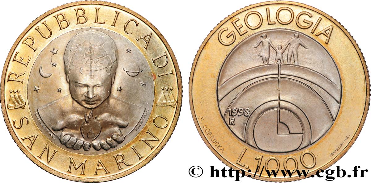 SAN MARINO 1000 Lire enfant de l’univers / la géologie 1998 Rome - R MS 