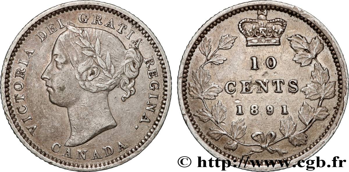 CANADA - VICTORIA 10 Cents  1891  TTB+ 