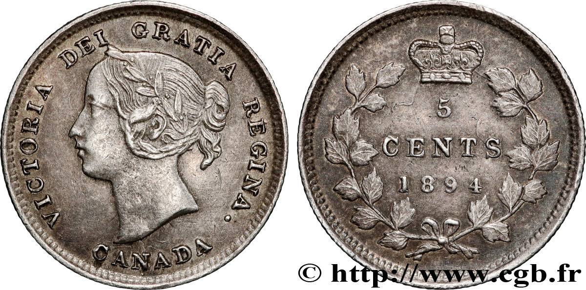 CANADA - VICTORIA 5 Cents  1894  TTB+ 