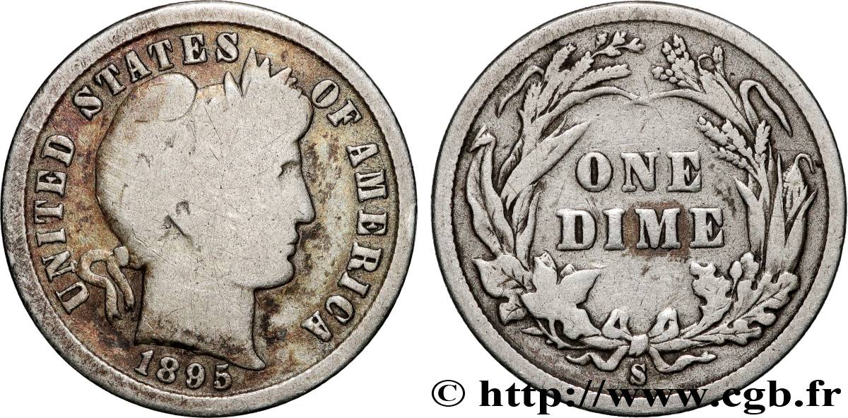 STATI UNITI D AMERICA 1 Dime Barber 1895 San Francusco q.BB 