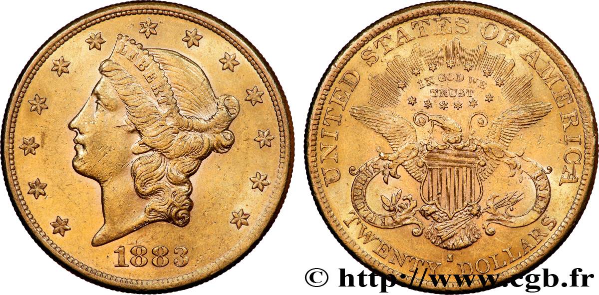 GOLD-, PALLADIUM- UND PLATIN-INVESTITIONEN 20 Dollars  Liberty  1883 San Francisco SS 