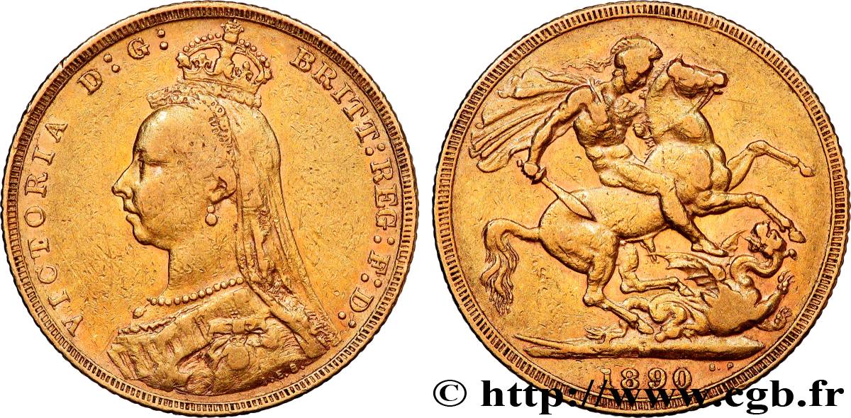 ORO, PALLADIO E PLATINO: INVESTIMENTI 1 Souverain Victoria buste du jubilé 1890 Melbourne BB 