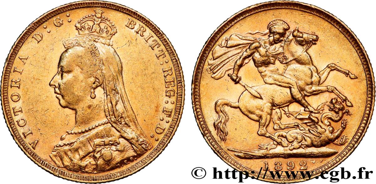 GOLD-, PALLADIUM- UND PLATIN-INVESTITIONEN 1 Souverain Victoria buste du jubilé 1892 Londres fSS/SS 