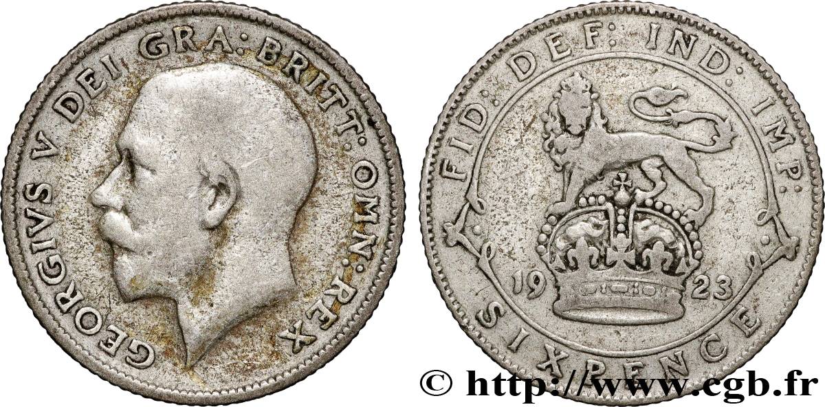 REINO UNIDO 6 Pence Georges V 1923  BC 