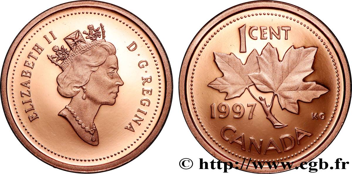 CANADA 1 Cent Proof Elisabeth II / feuilles d’érable 1997  SPL 