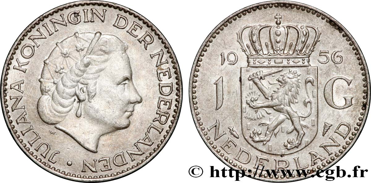NIEDERLANDE 1 Gulden Juliana 1956 Utrecht fVZ 