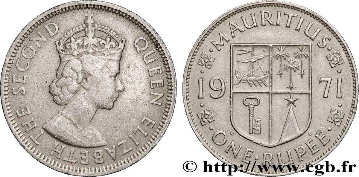 MAURITIUS 1 Rupee (Roupie) Élisabeth II 1971 Royal Mint Llantrisant XF 