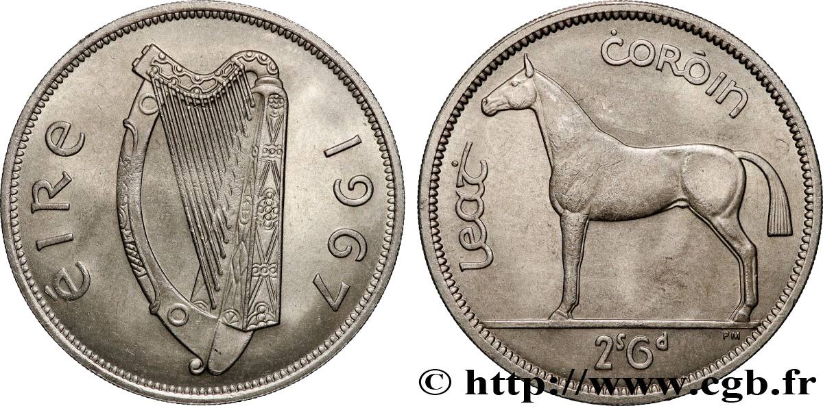 IRLANDA 1/2 Coróin / 2 Scilling 6 Pingin 1967 Londres SPL 