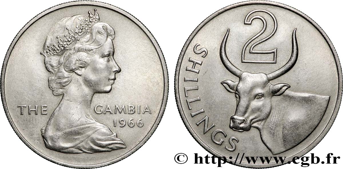 GAMBIA 2 Shillings Elisabeth II 1966 Londres EBC 