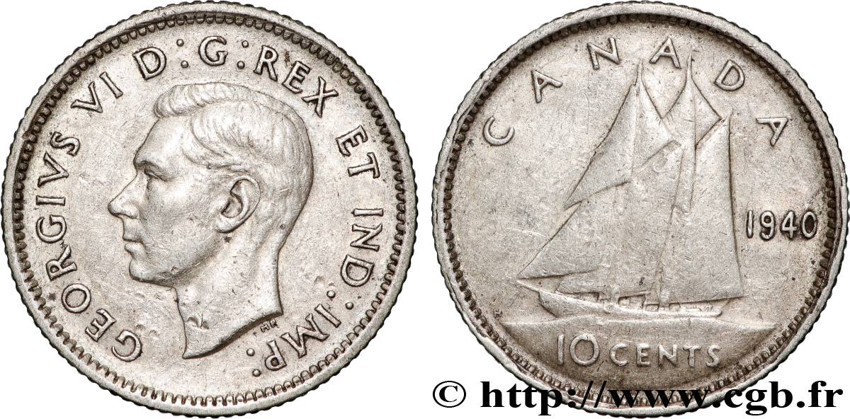 CANADA 10 Cents Georges VI 1940  TTB 