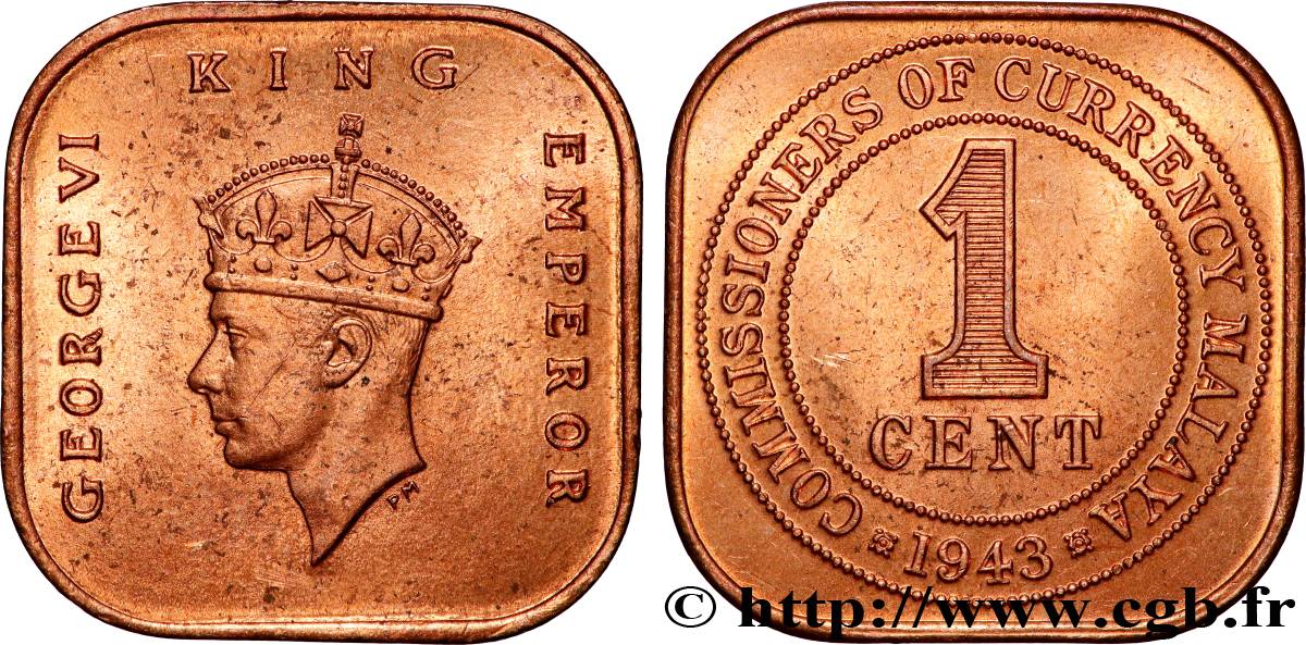 MALESIA 1 Cent Georges VI 1943  SPL 