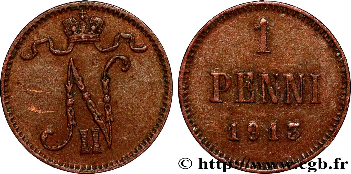 FINLAND 1 Penni Tsar Nicolas II 1913  AU 