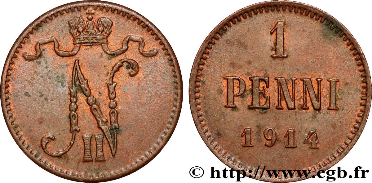 FINLANDE 1 Penni Tsar Nicolas II 1914  TTB+ 
