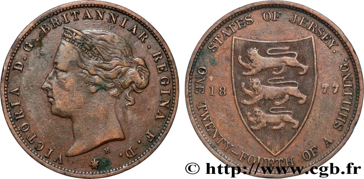 JERSEY 1/24 Shilling Victoria 1877 Heaton fSS 