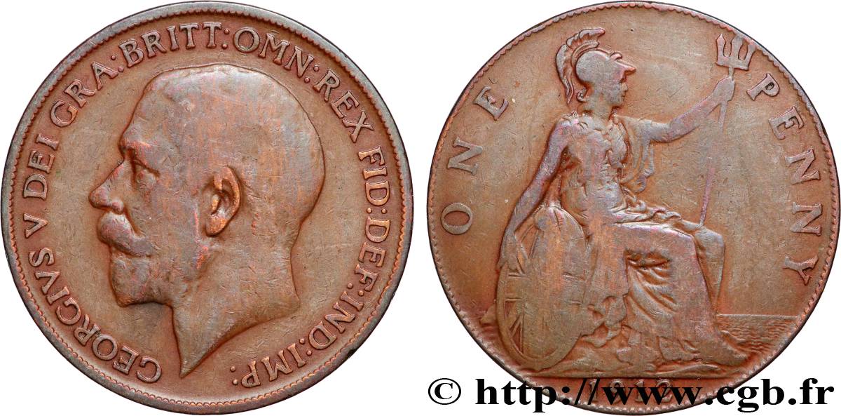ROYAUME-UNI 1 Penny Georges V 1912  TB+ 