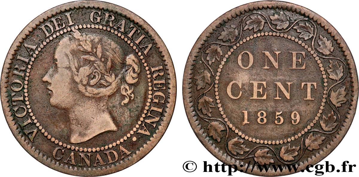 CANADA 1 Cent Victoria 1859  TB+ 