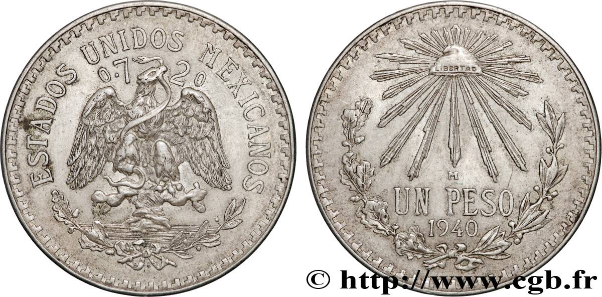 MEXICO 1 Peso 1940 Mexico AU 