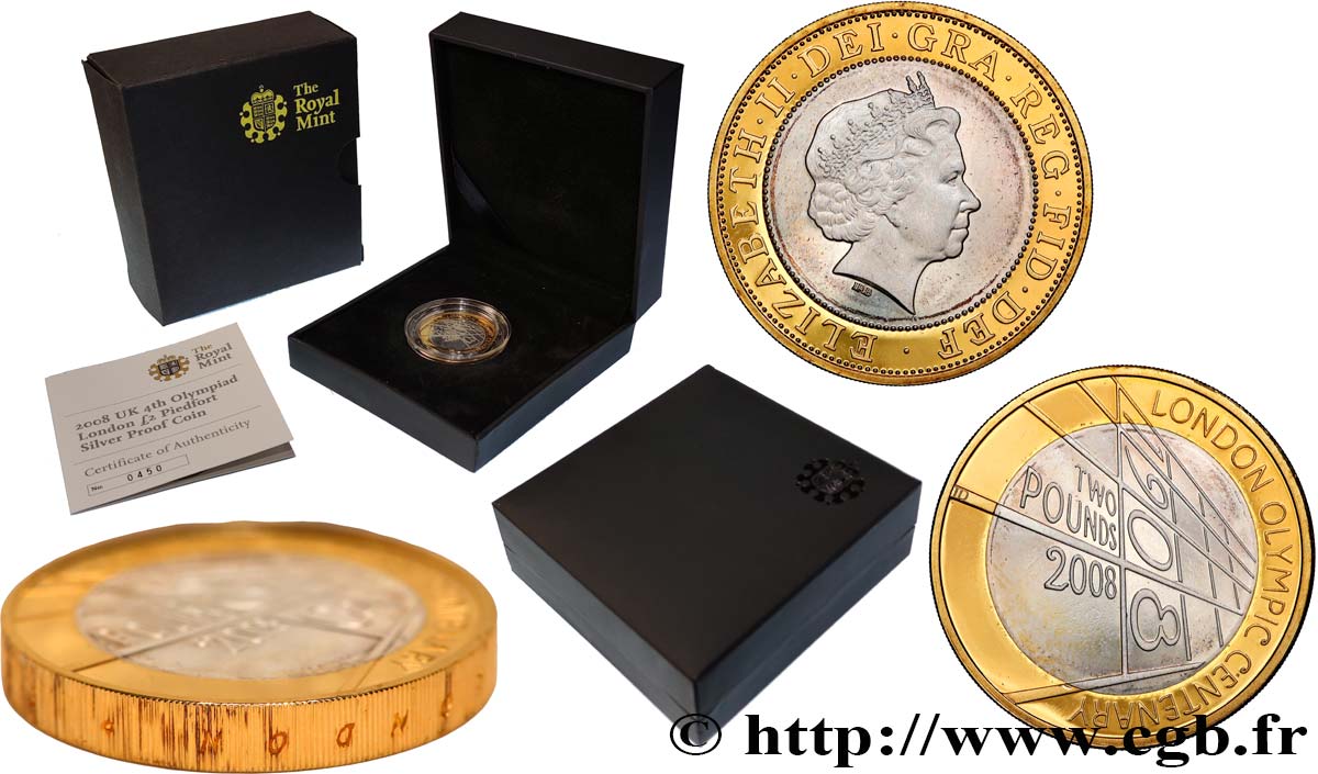 UNITED KINGDOM Piefort 2 Pounds Proof Jeux Olympiques 2008  MS 