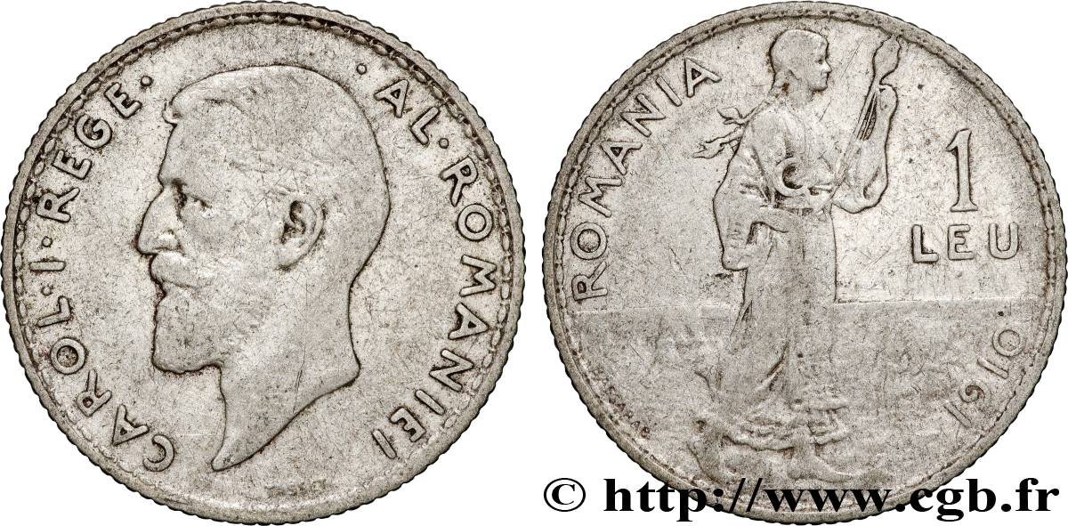 ROUMANIE 1 Leu Charles Ier 1910  TB+ 
