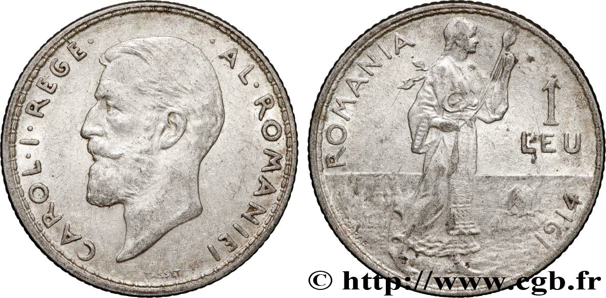 ROUMANIE 1 Leu Charles Ier 1914  TTB 