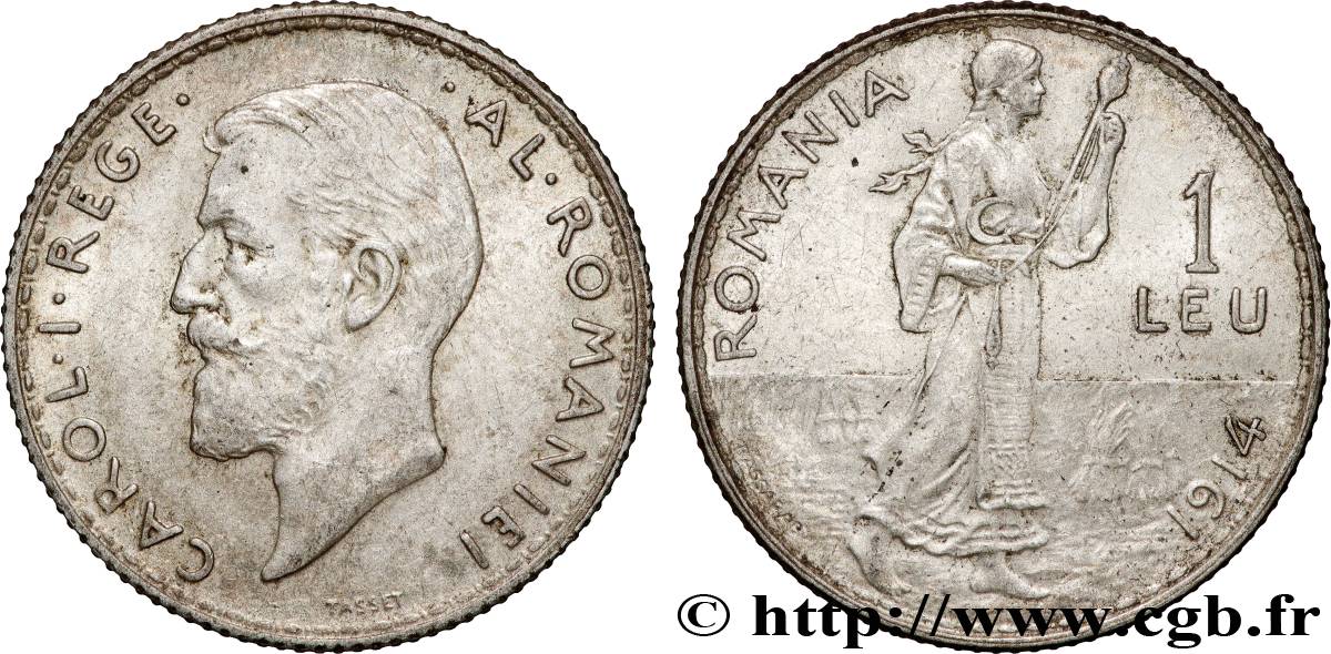 ROUMANIE 1 Leu Charles Ier 1914  TTB+ 