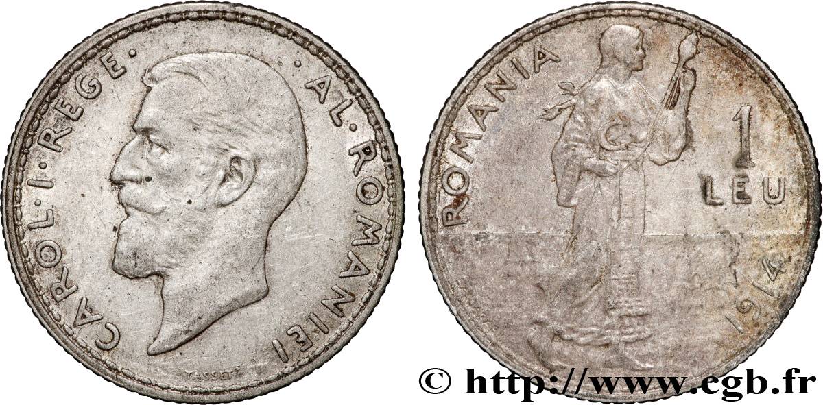 ROMANIA 1 Leu Charles Ier 1914  XF 