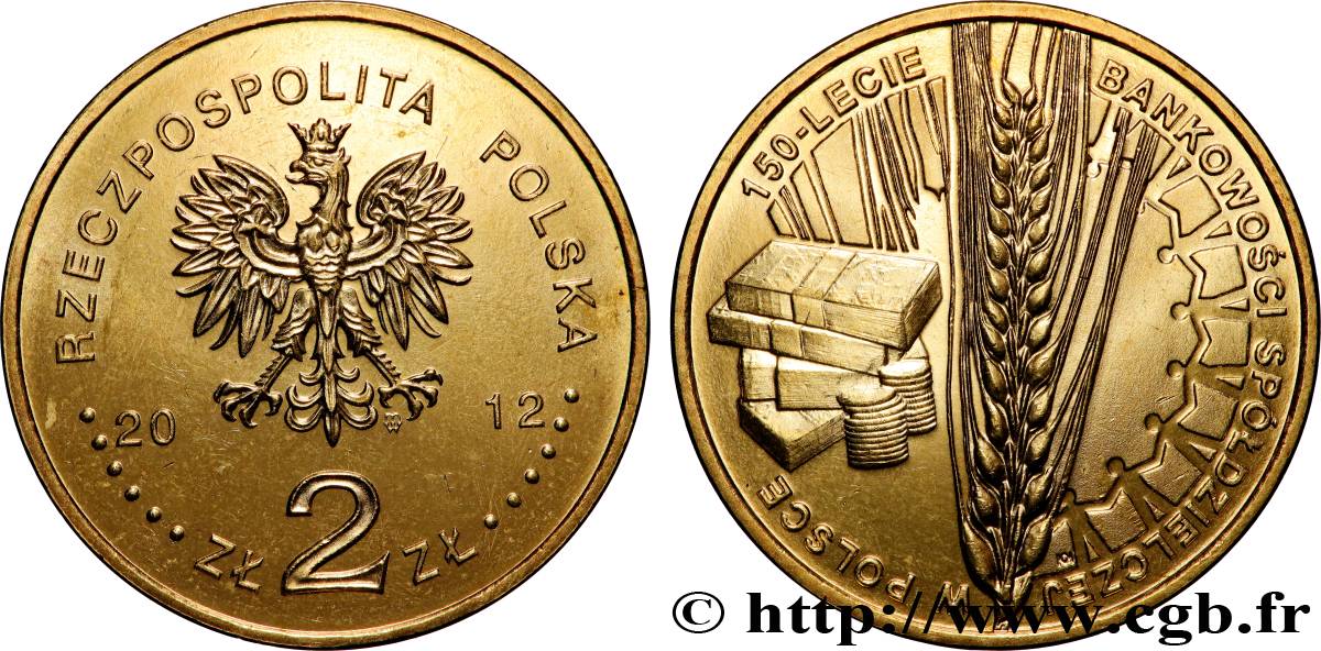 POLAND 2 Zlote 150e anniversaire de la Banque Coopérative en Pologne 2012 Varsovie MS 