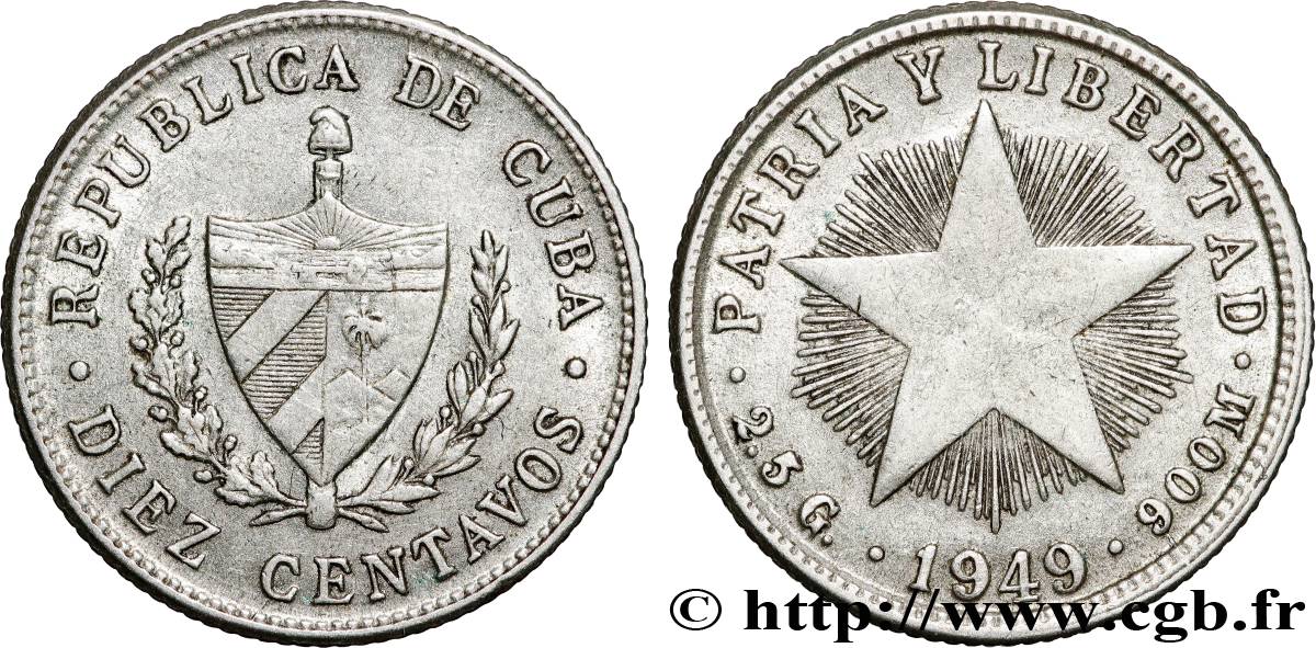 CUBA 10 Centavos 1949  TTB+ 
