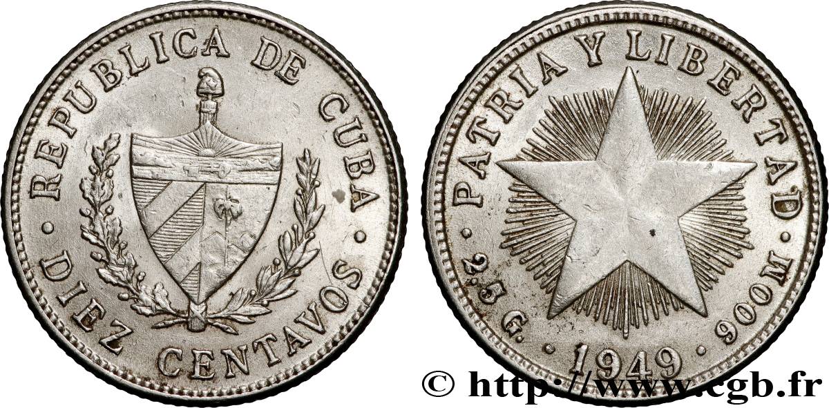 CUBA 10 Centavos 1949  TTB+ 