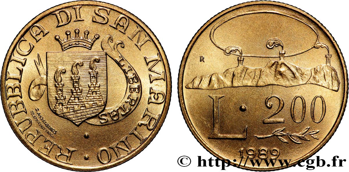 SAINT-MARIN 200 Lire série FAO 1989 Rome - R SPL 